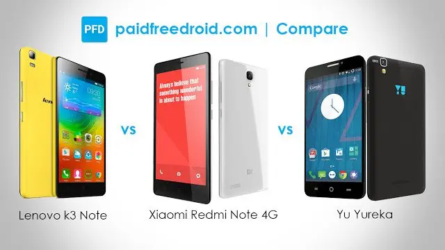 Lenovo K3 Note vs Xiaomi Redmi Note 4G vs Yu Yureka