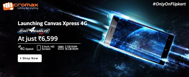 The Canvas Express 4G Q413 is priced at Rs. 6,599 and will be exclusively available on Flipkart from today