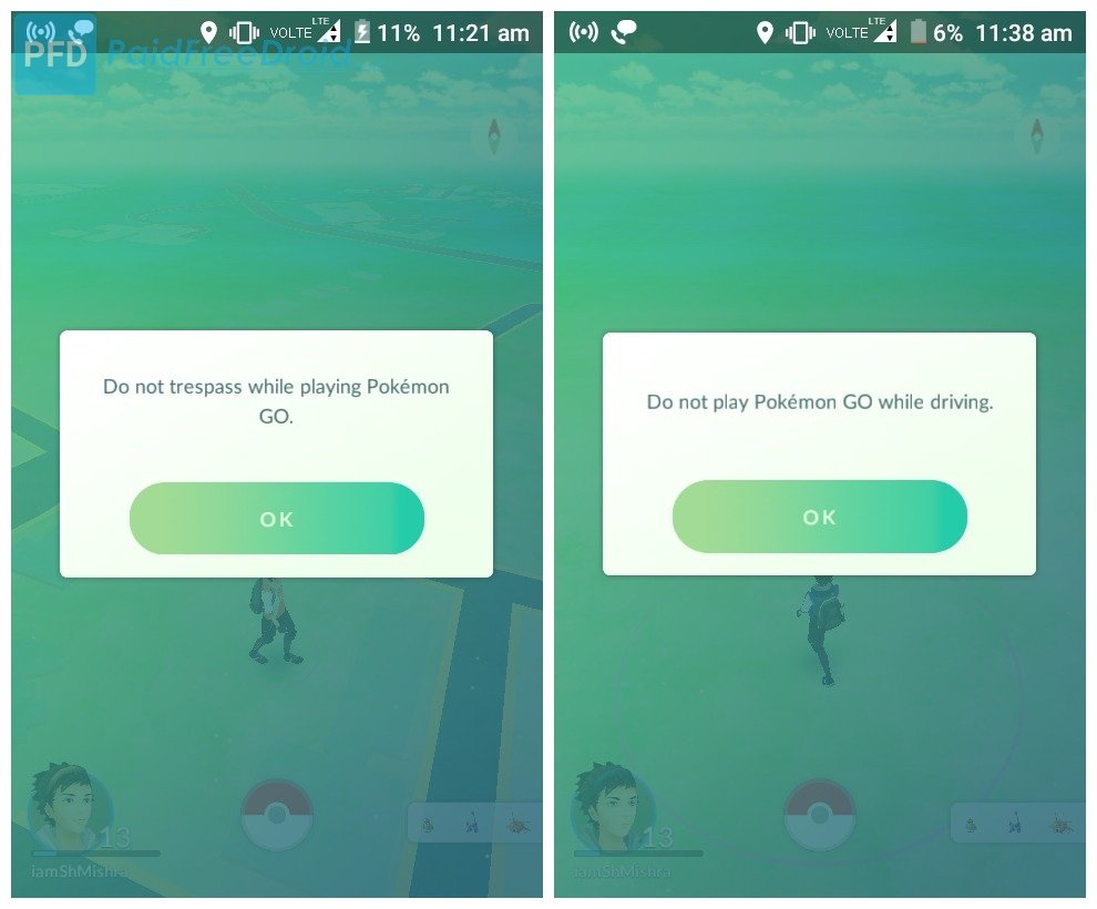 More Warning Messages Added in Pokemon GO