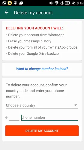 Confirm Delete Whatsapp Account