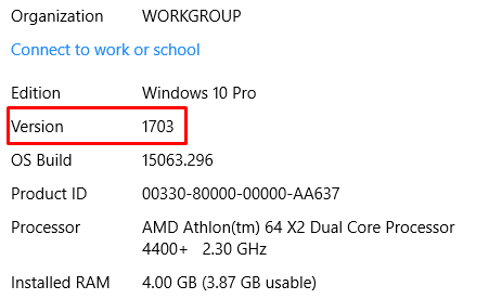 Windows 10 About Section