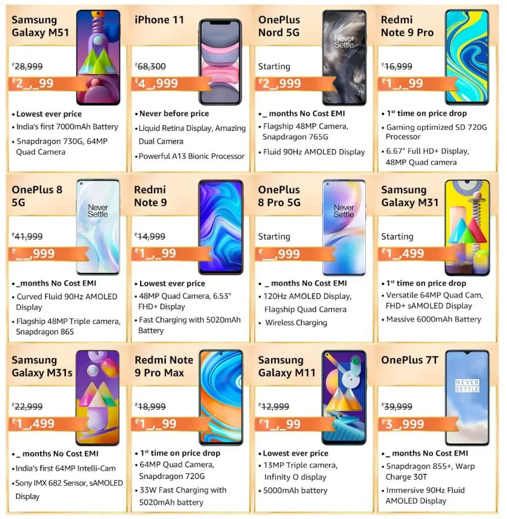 Amazon Great Indian Festival 2020 Mobile Phones