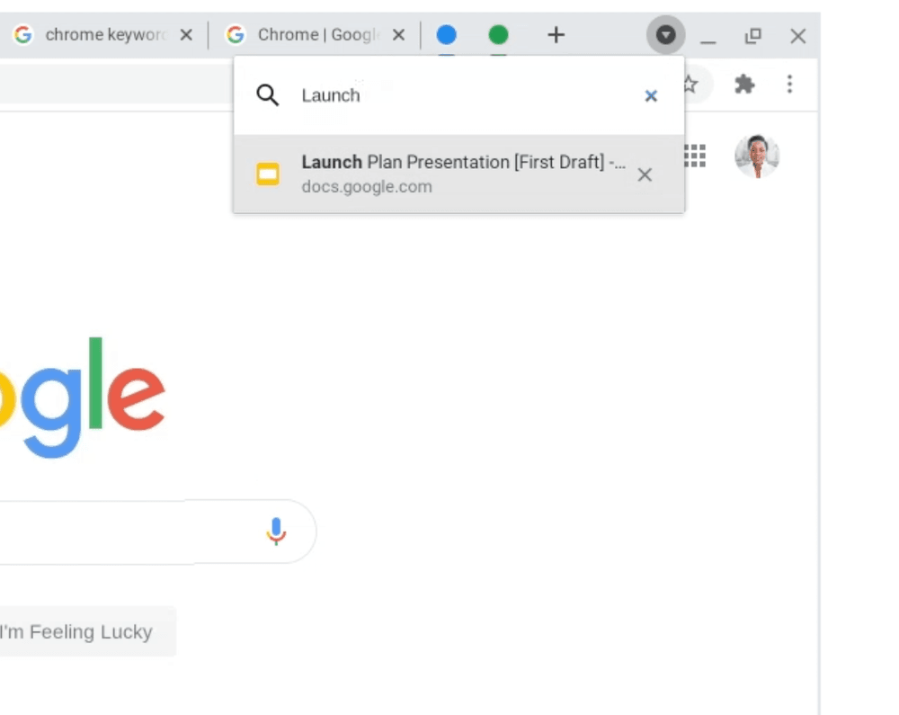 Google Chrome Tab Search