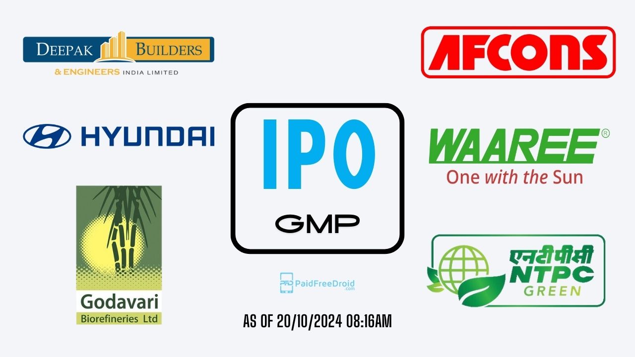 Deepak Builders, Hyundai Motor, Waaree Energies, Godawari Biorefineries, Afcons Infrastructure, NTPC Green Energy IPO GMP