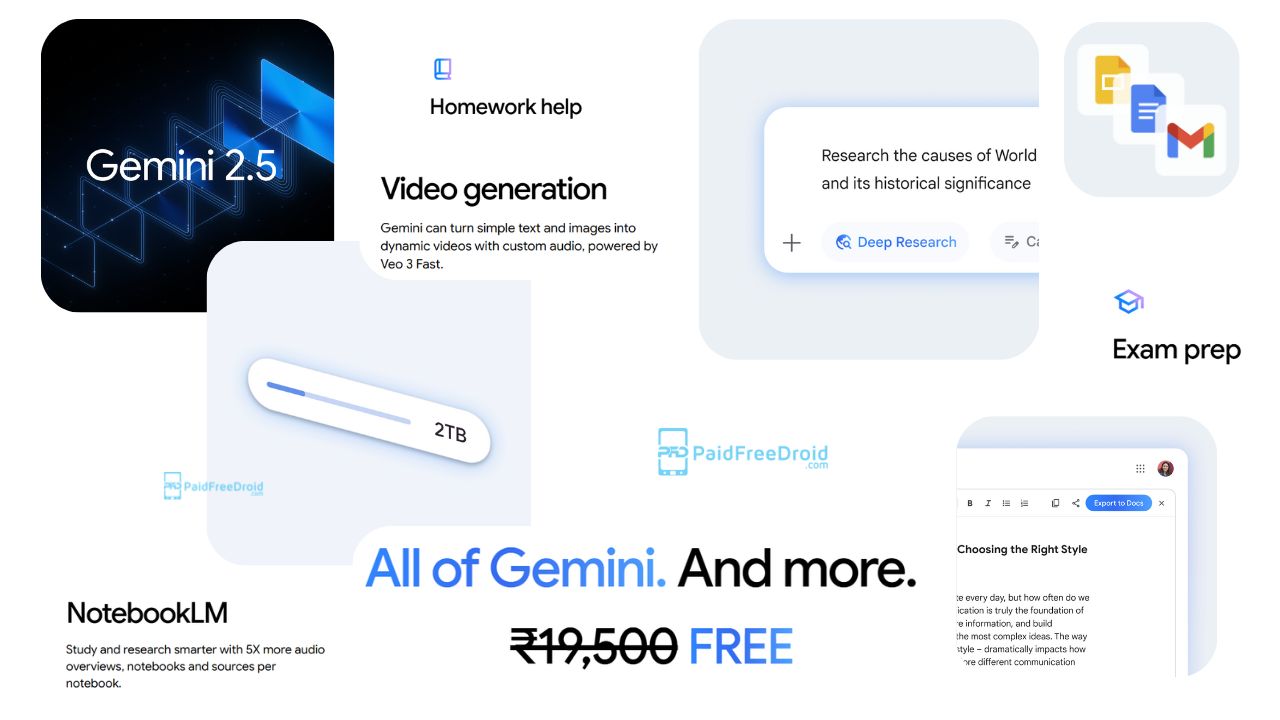 Google Gemini AI Pro 2.5 Features FREE