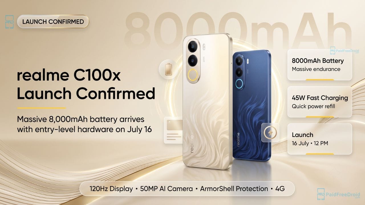 realme C100x 4G Launching July 16: 8000mAh Battery & Specs